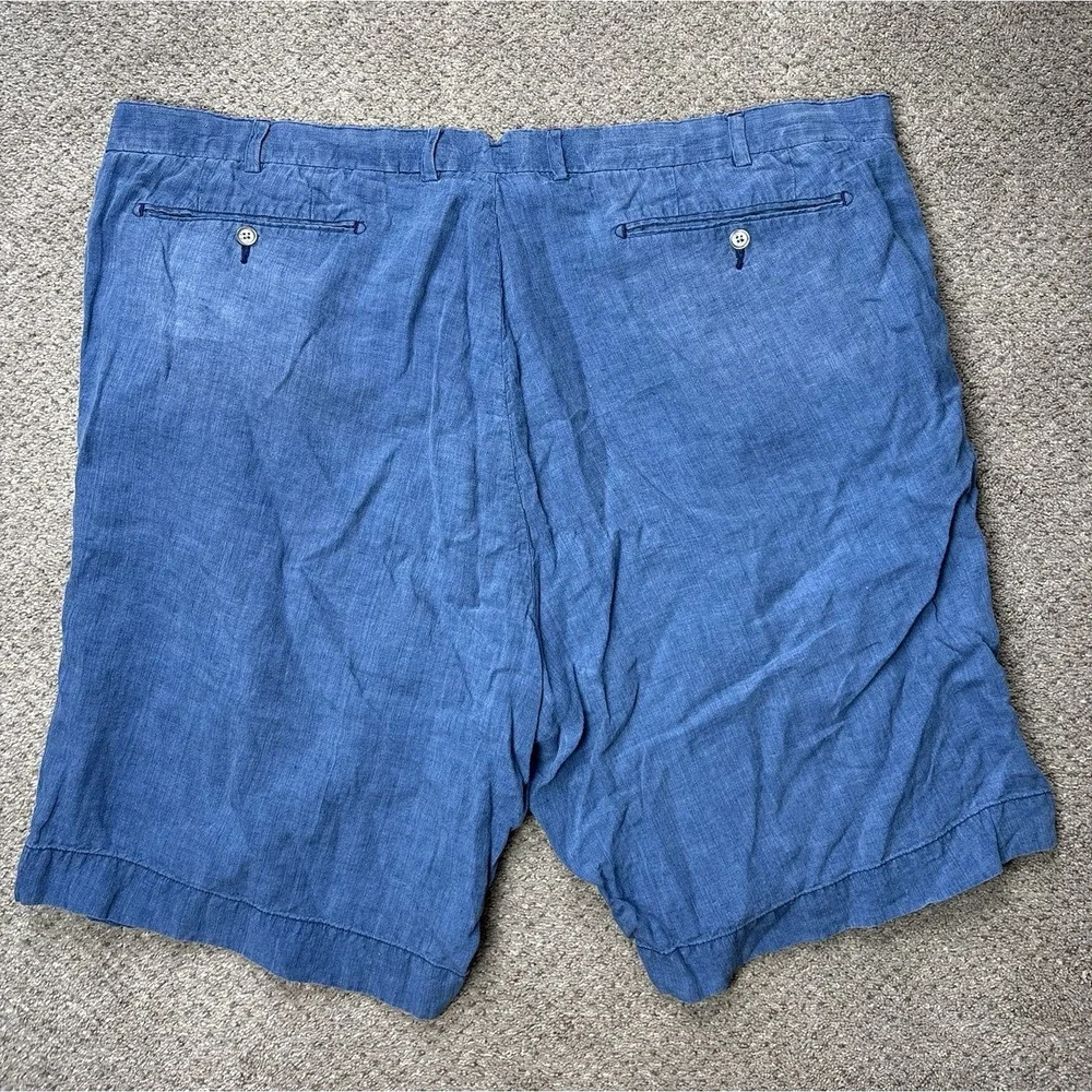 Polo Ralph Lauren Mens Size 44 Tall Linen Classic Fit Chino Shorts Solid Blue